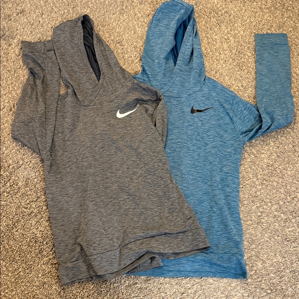 Nike Dual-Tone Gray and Blue Hoodies